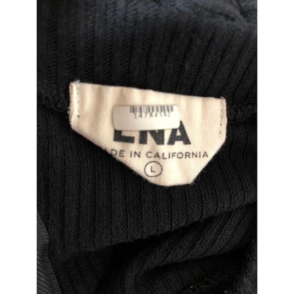 LNA Banx Jumpsuit Long Sleeve Side Cutout Straight Leg Rib Knit Black Large - Picture 9 of 12